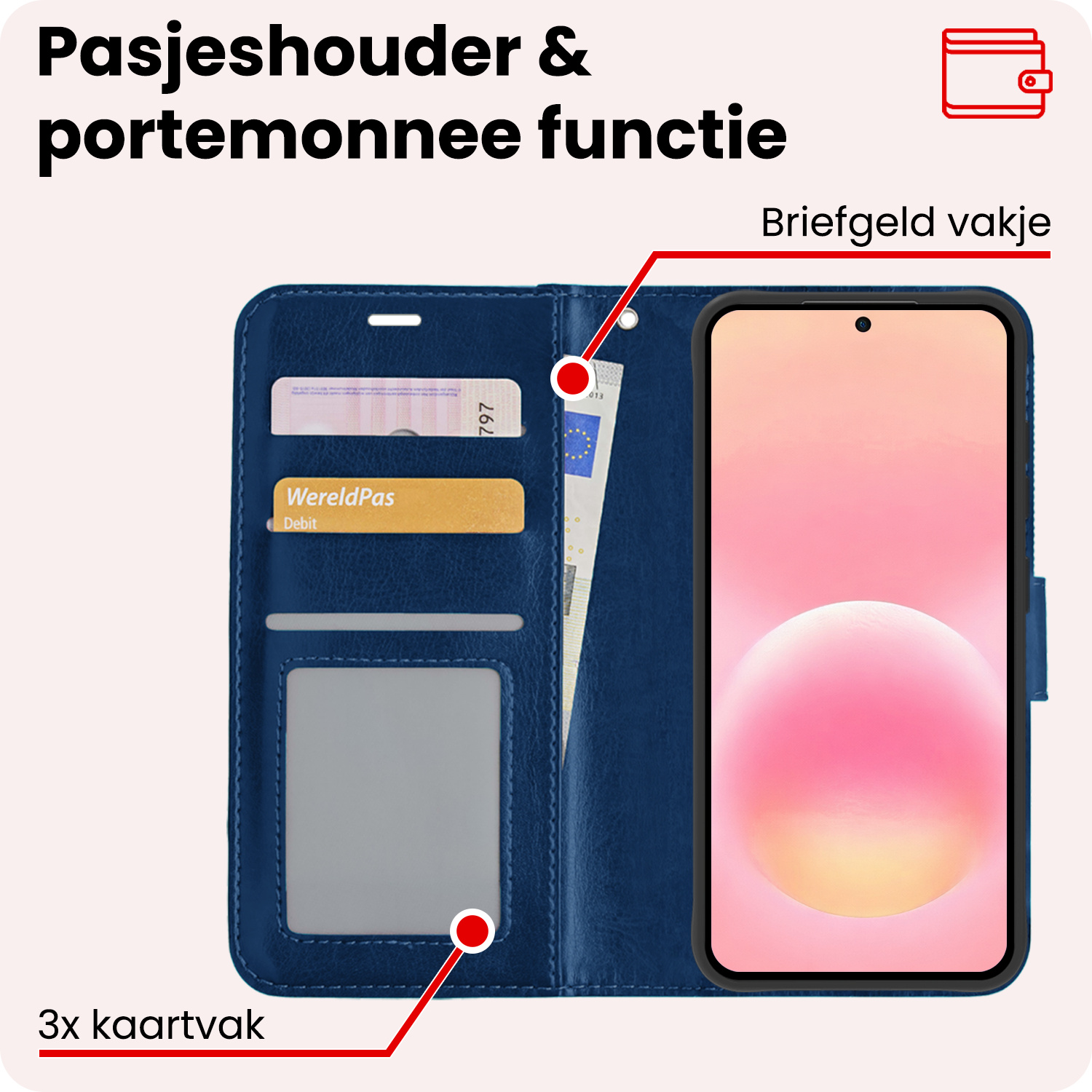 NoXx NoXx Samsung Galaxy A57 Hoesje Bookcase - Donkerblauw