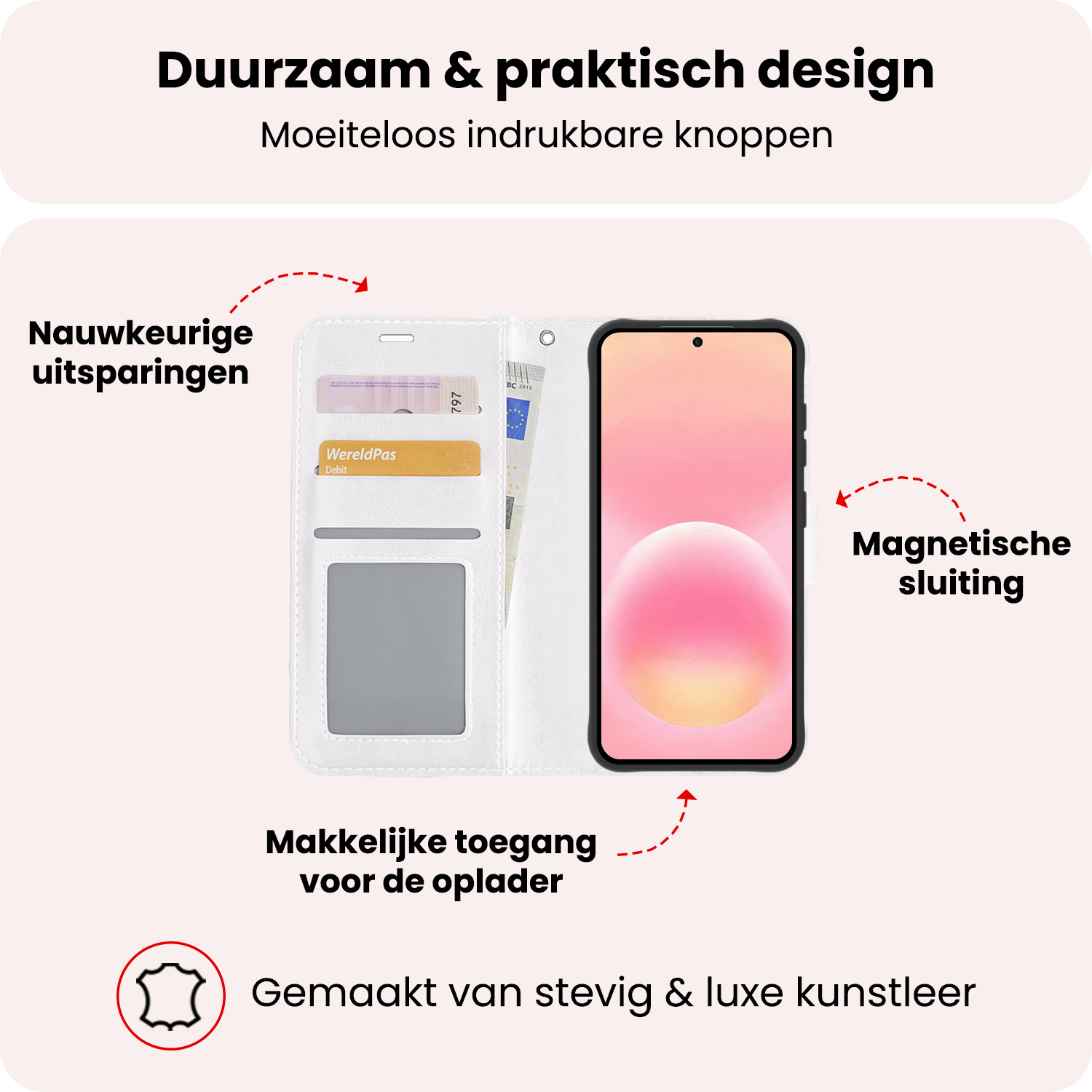 NoXx NoXx Samsung Galaxy A57 Hoesje Bookcase - Wit