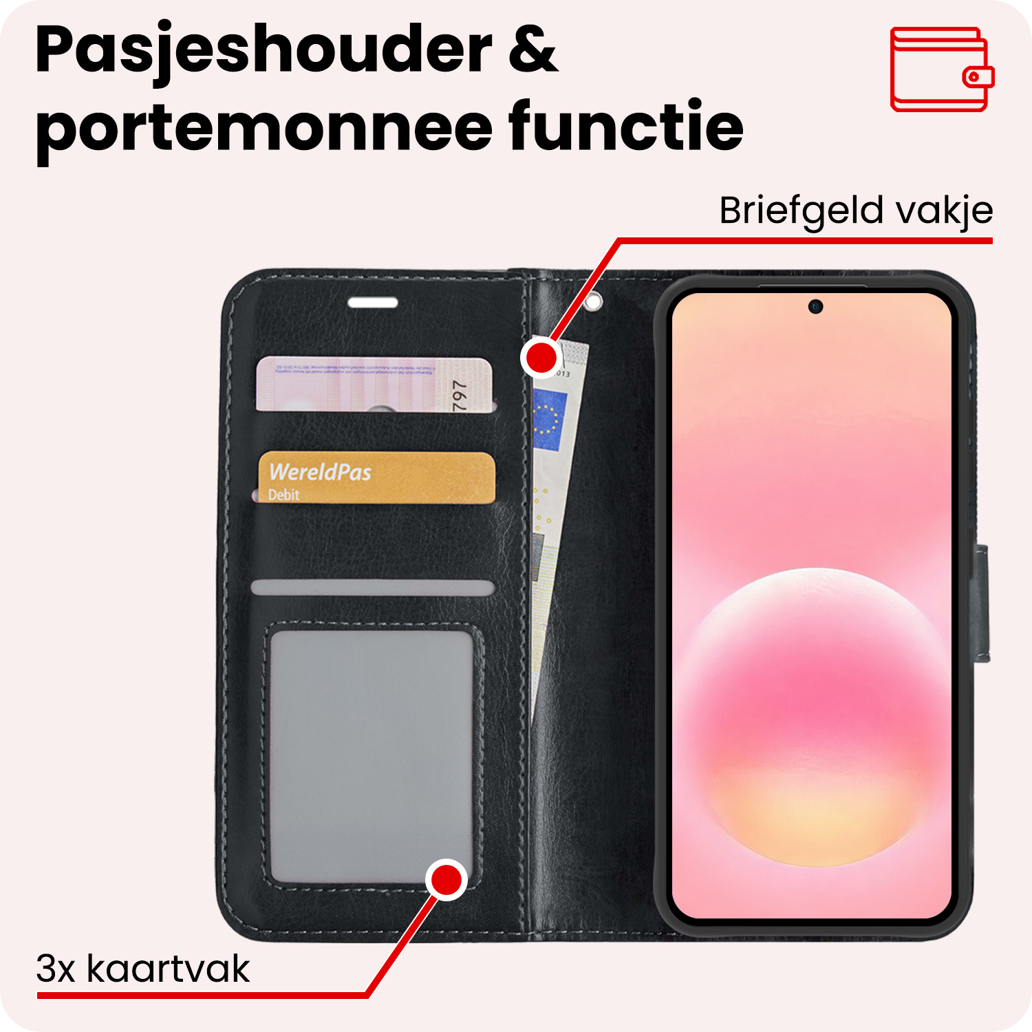 NoXx NoXx Samsung Galaxy A57 Hoesje Bookcase - Zwart