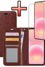 NoXx NoXx Samsung Galaxy A57 Hoesje Bookcase Met Screenprotector - Bruin