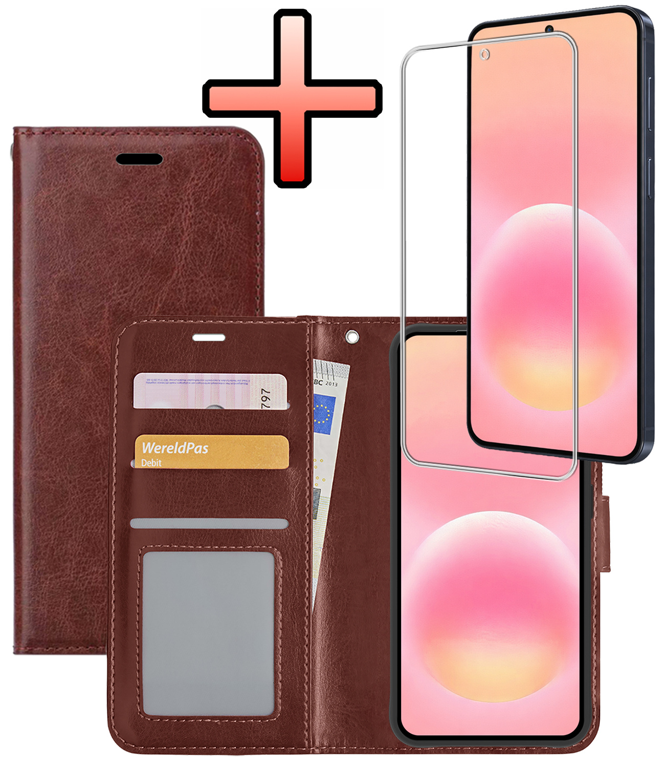 NoXx NoXx Samsung Galaxy A57 Hoesje Bookcase Met Screenprotector - Bruin