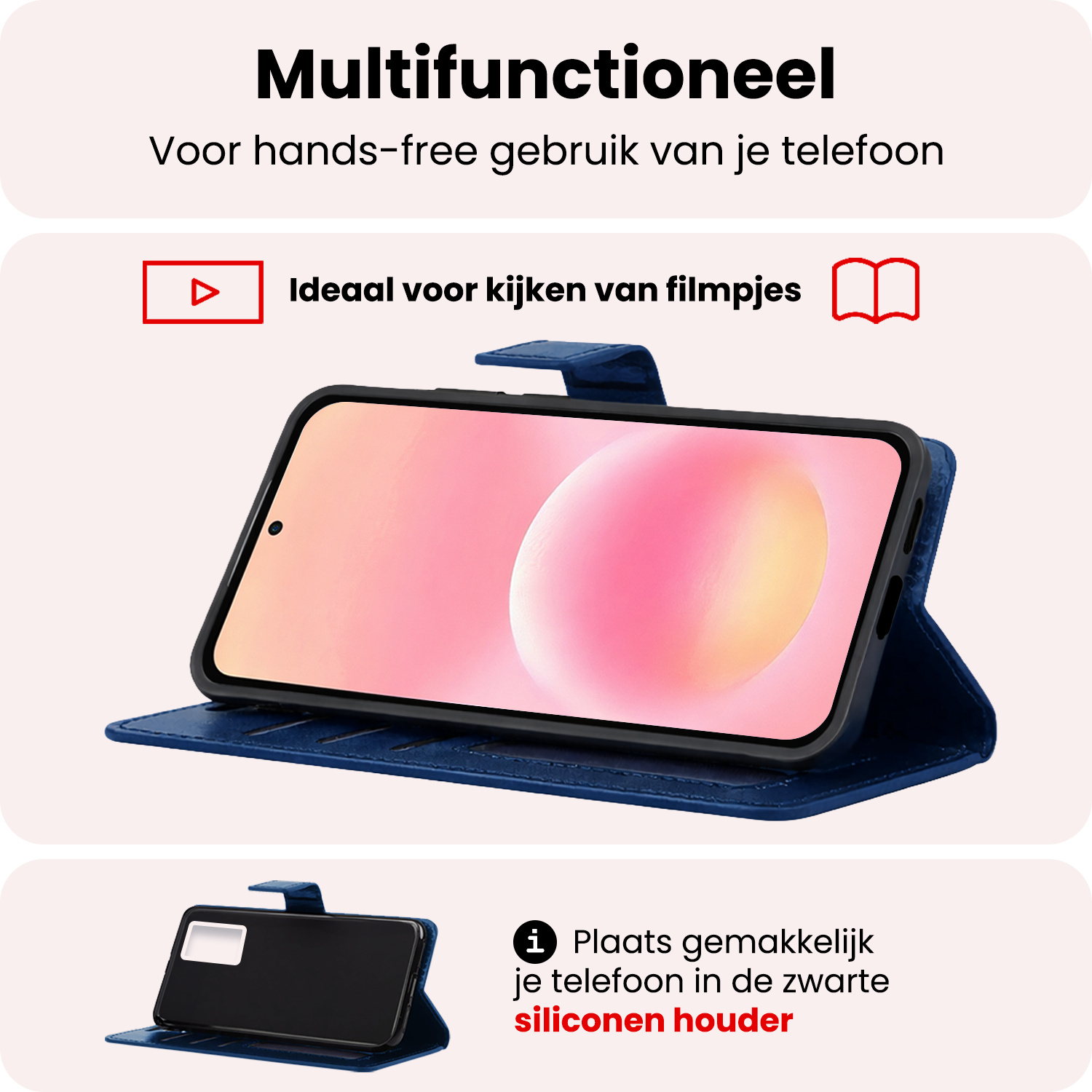 NoXx NoXx Samsung Galaxy A57 Hoesje Bookcase Met Screenprotector - Donkerblauw