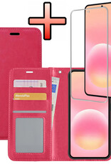 NoXx NoXx Samsung Galaxy A57 Hoesje Bookcase Met Screenprotector - Donkerroze