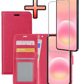 NoXx NoXx Samsung Galaxy A57 Hoesje Bookcase Met Screenprotector - Donkerroze