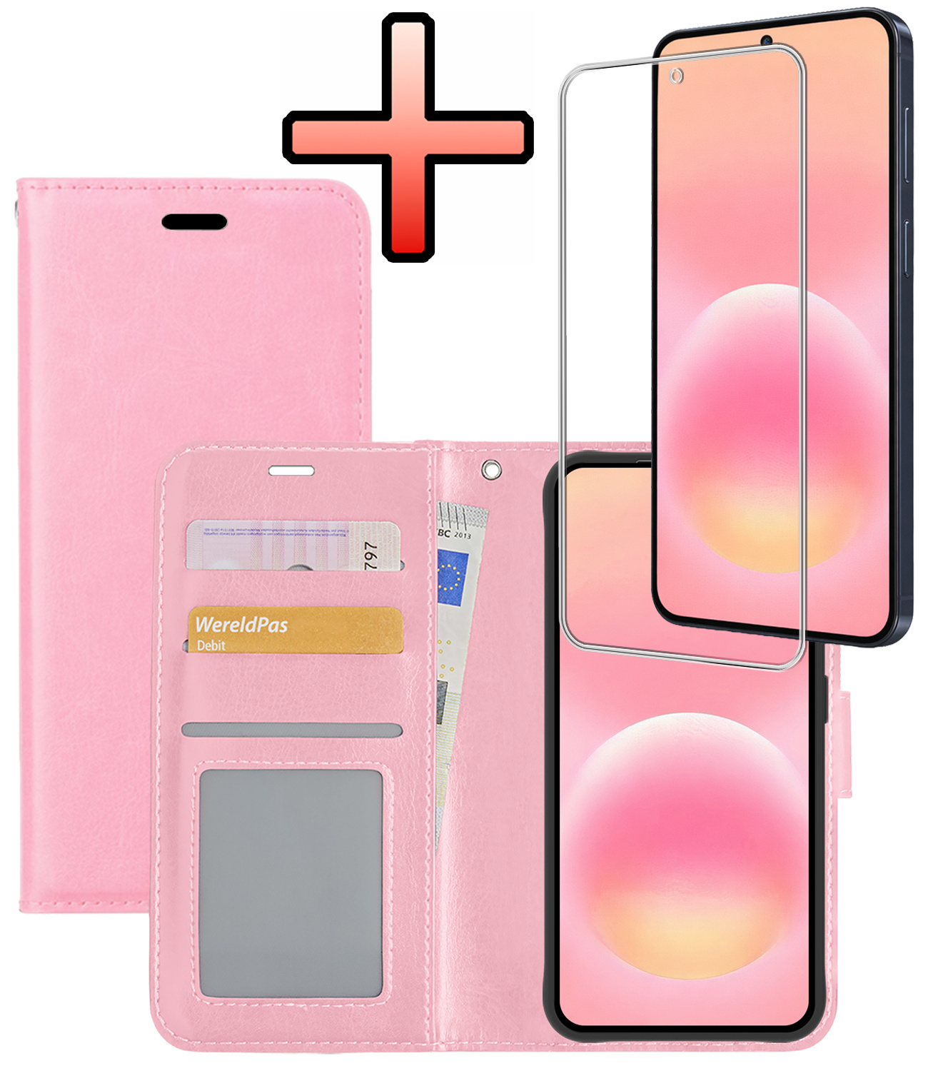 NoXx NoXx Samsung Galaxy A57 Hoesje Bookcase Met Screenprotector - Lichtroze