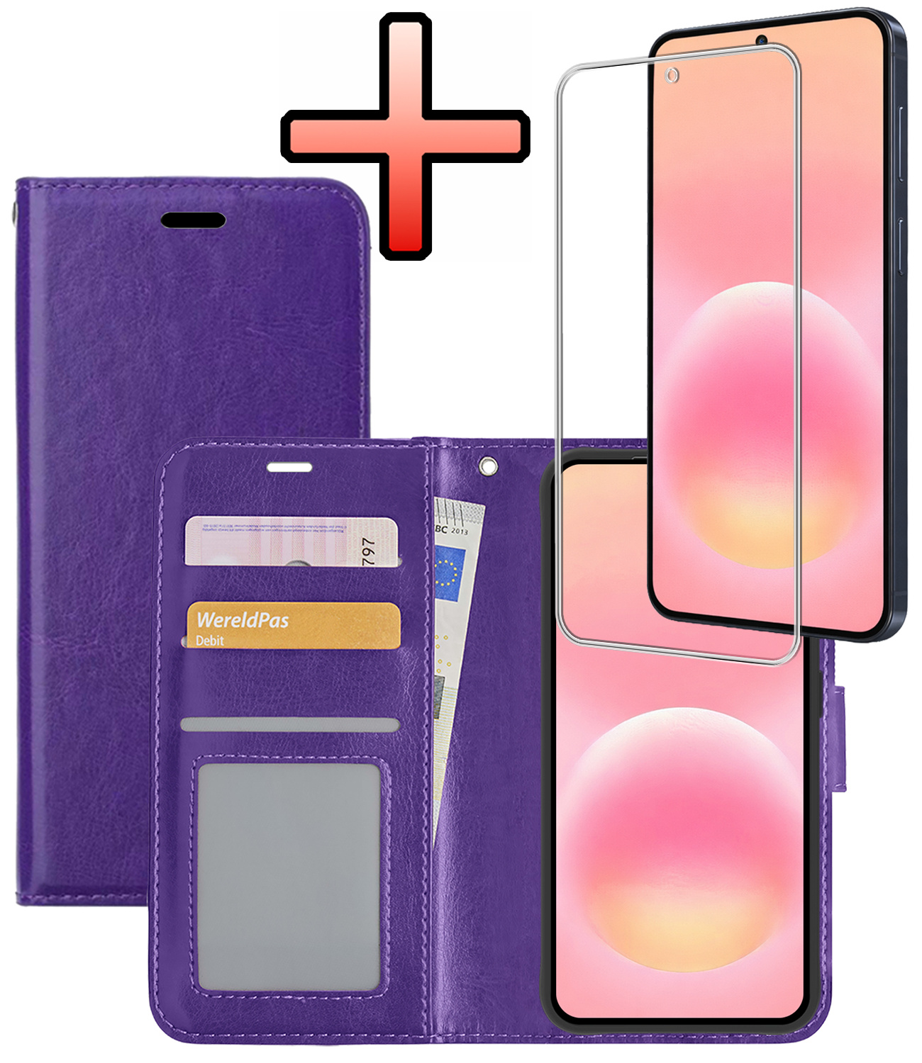 NoXx NoXx Samsung Galaxy A57 Hoesje Bookcase Met Screenprotector - Paars