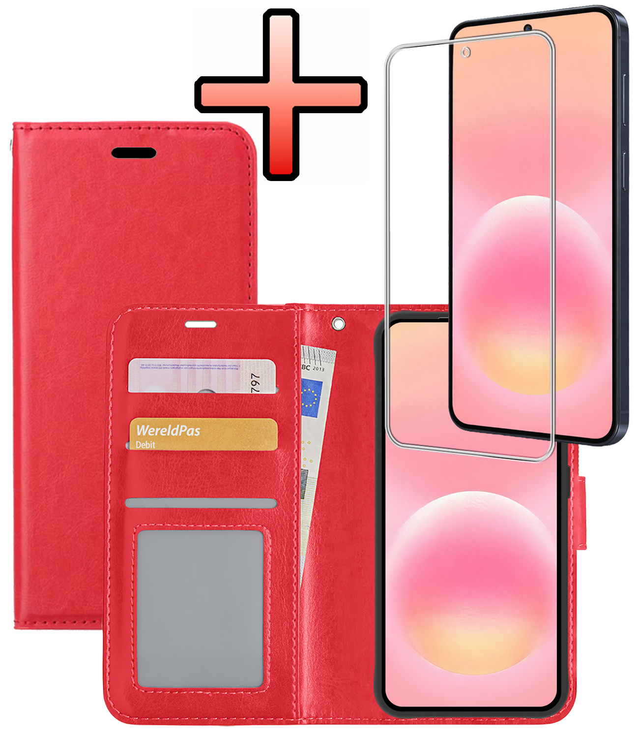 NoXx NoXx Samsung Galaxy A57 Hoesje Bookcase Met Screenprotector - Rood
