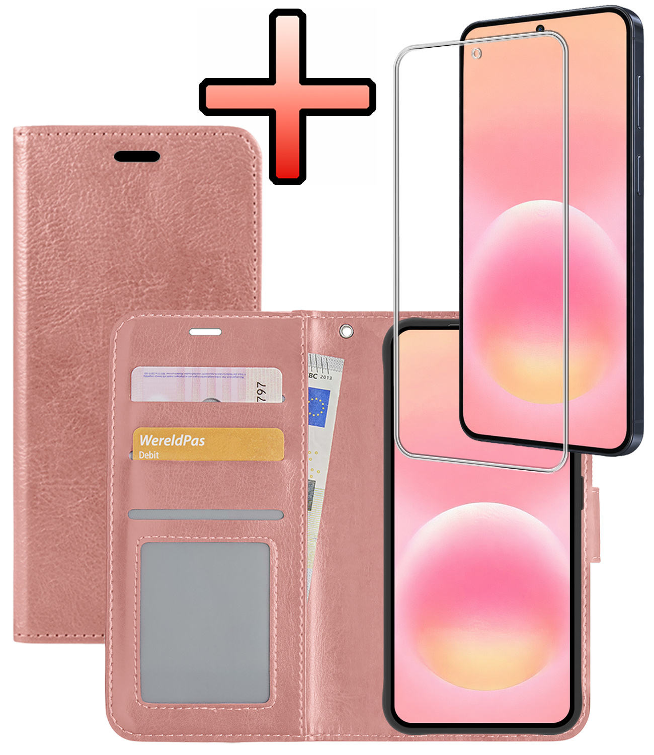 NoXx NoXx Samsung Galaxy A57 Hoesje Bookcase Met Screenprotector - Rose Goud