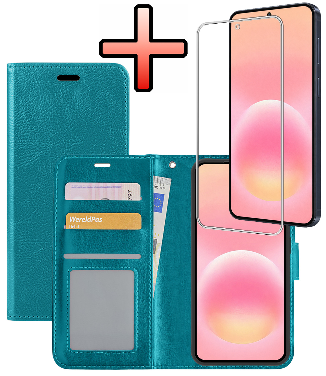 NoXx NoXx Samsung Galaxy A57 Hoesje Bookcase Met Screenprotector - Turquoise