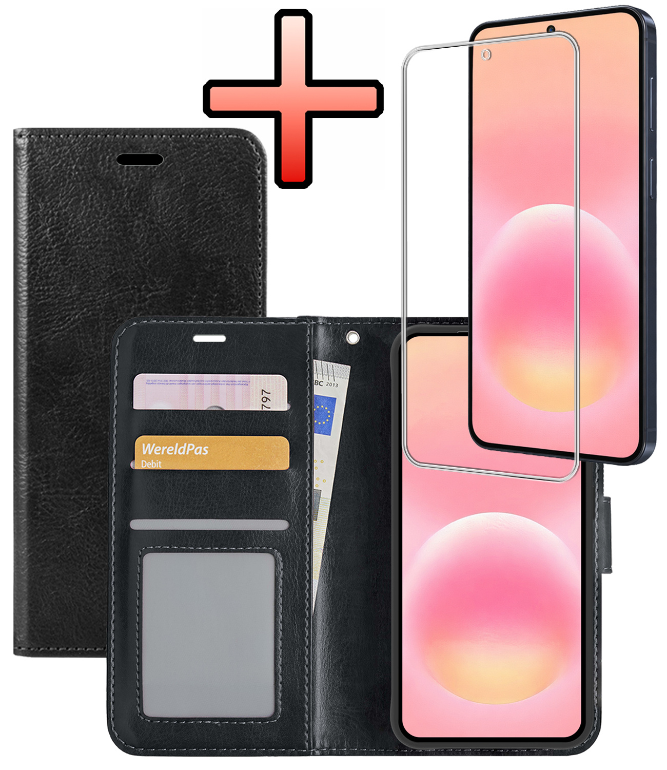 NoXx NoXx Samsung Galaxy A57 Hoesje Bookcase Met Screenprotector - Zwart