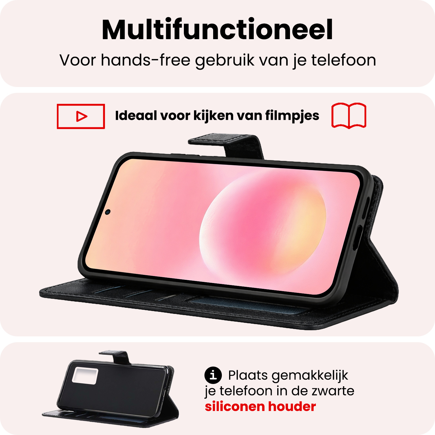 NoXx NoXx Samsung Galaxy A57 Hoesje Bookcase Met Screenprotector - Zwart