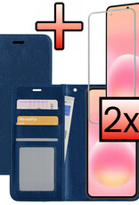 NoXx NoXx Samsung Galaxy A57 Hoesje Bookcase Met 2x Screenprotector - Donkerblauw