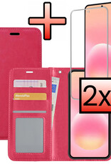 NoXx NoXx Samsung Galaxy A57 Hoesje Bookcase Met 2x Screenprotector - Donkerroze