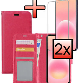 NoXx NoXx Samsung Galaxy A57 Hoesje Bookcase Met 2x Screenprotector - Donkerroze