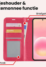 NoXx NoXx Samsung Galaxy A57 Hoesje Bookcase Met 2x Screenprotector - Donkerroze