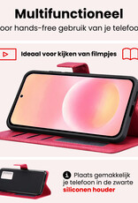 NoXx NoXx Samsung Galaxy A57 Hoesje Bookcase Met 2x Screenprotector - Donkerroze