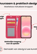 NoXx NoXx Samsung Galaxy A57 Hoesje Bookcase Met 2x Screenprotector - Donkerroze