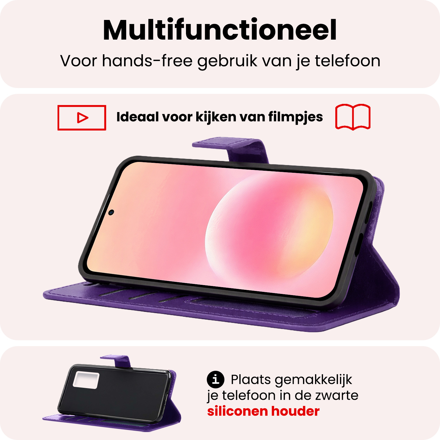 NoXx NoXx Samsung Galaxy A57 Hoesje Bookcase Met 2x Screenprotector - Paars