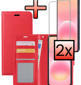NoXx NoXx Samsung Galaxy A57 Hoesje Bookcase Met 2x Screenprotector - Rood