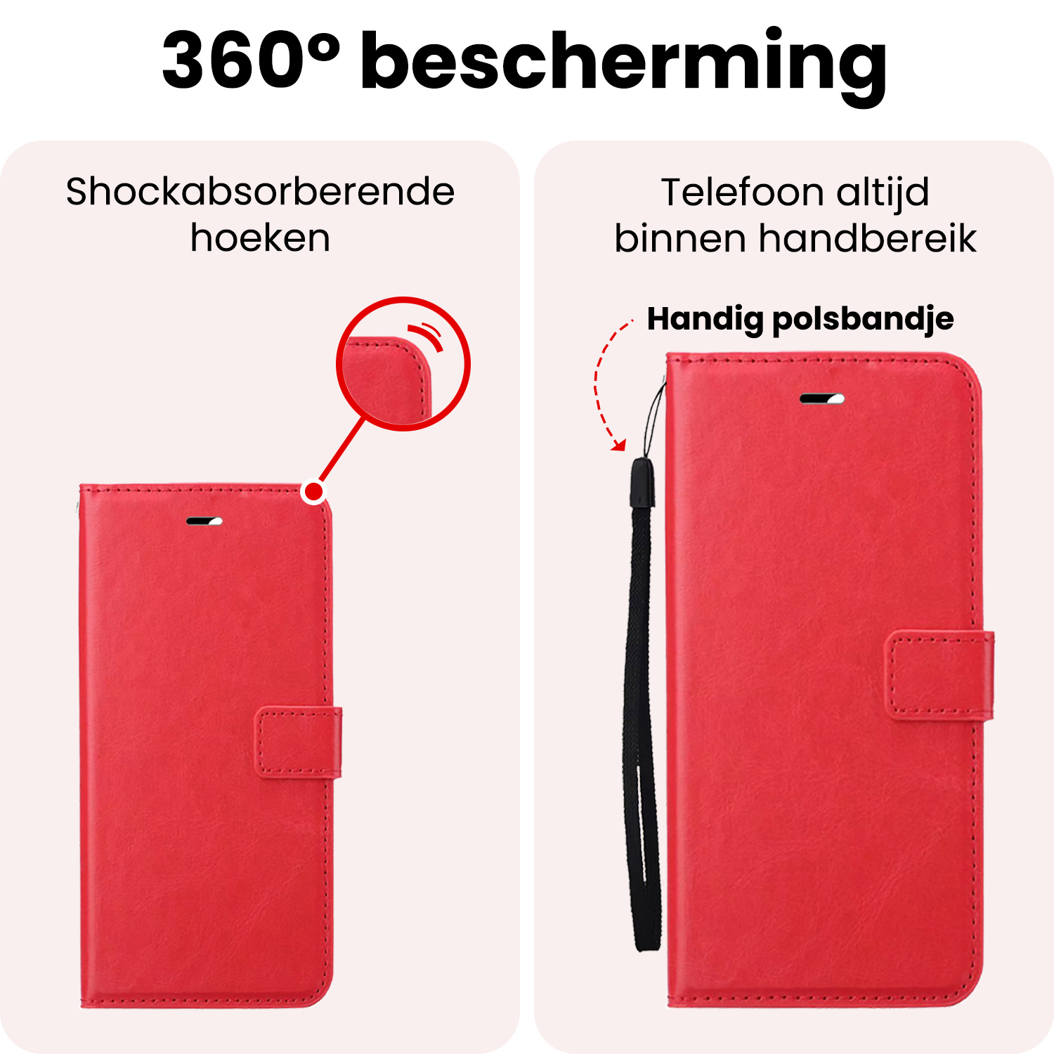 NoXx NoXx Samsung Galaxy A57 Hoesje Bookcase Met 2x Screenprotector - Rood