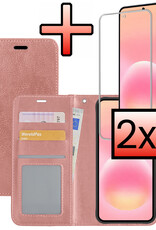 NoXx NoXx Samsung Galaxy A57 Hoesje Bookcase Met 2x Screenprotector - Rose Goud