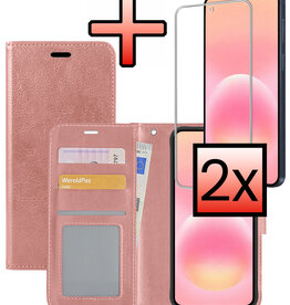NoXx NoXx Samsung Galaxy A57 Hoesje Bookcase Met 2x Screenprotector - Rose Goud