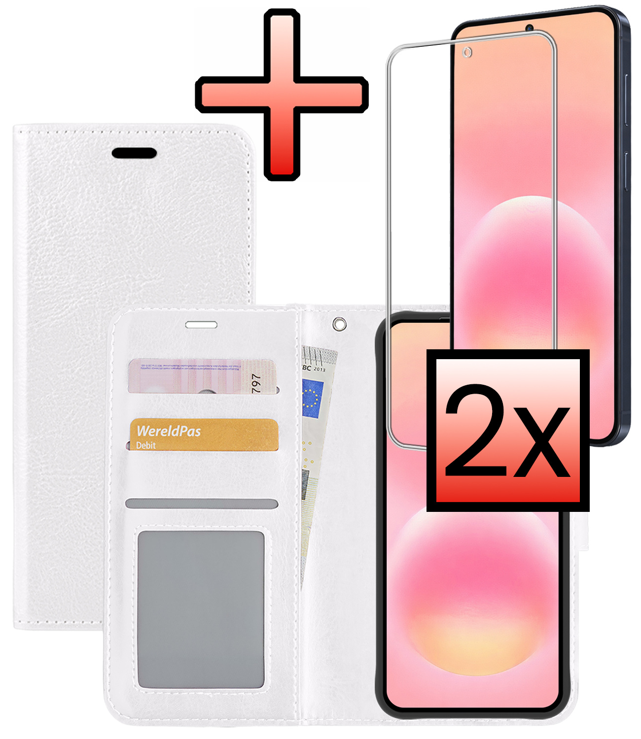 NoXx NoXx Samsung Galaxy A57 Hoesje Bookcase Met 2x Screenprotector - Wit
