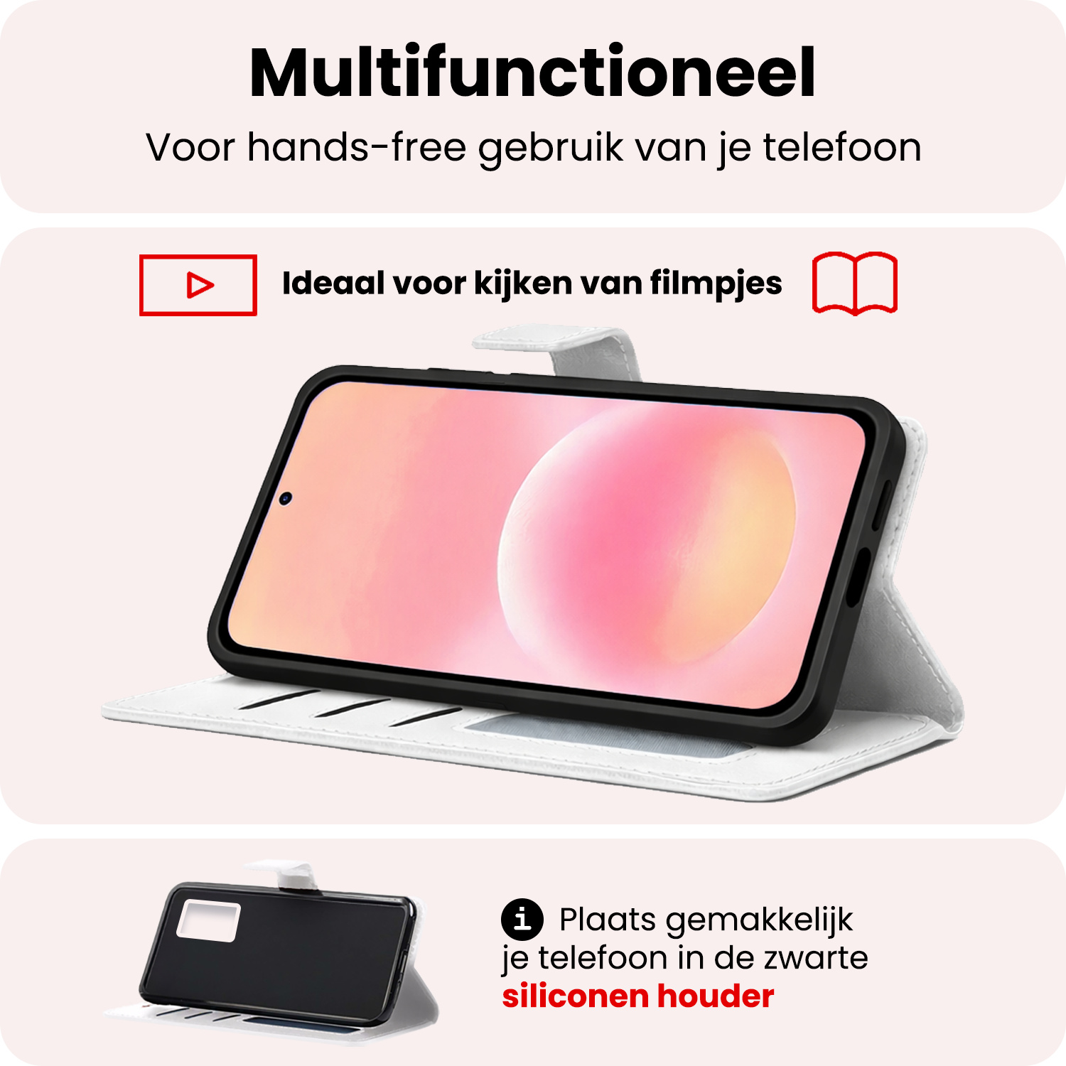 NoXx NoXx Samsung Galaxy A57 Hoesje Bookcase Met 2x Screenprotector - Wit