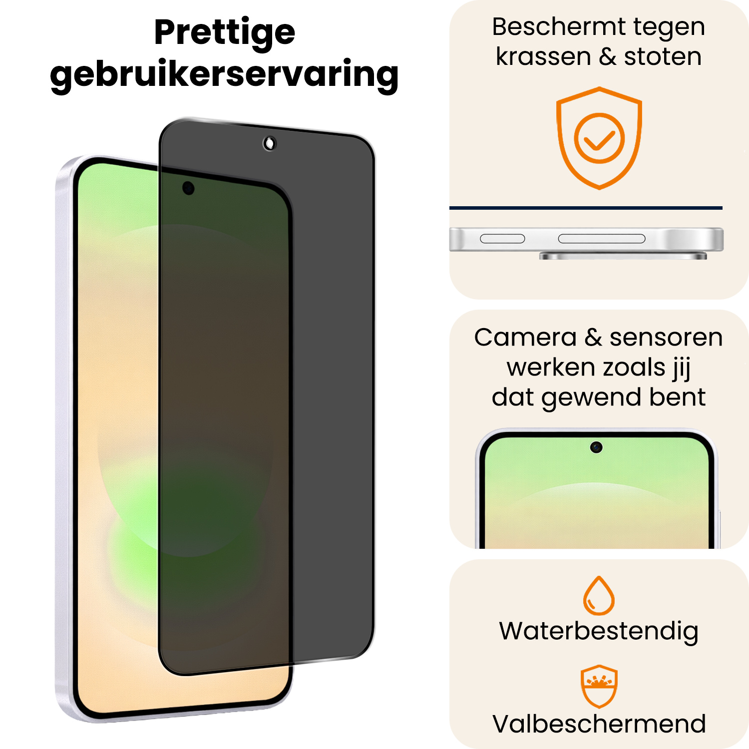 Nomfy Nomfy Samsung Galaxy A37 Screenprotector Glas Privacy - 3 PACK