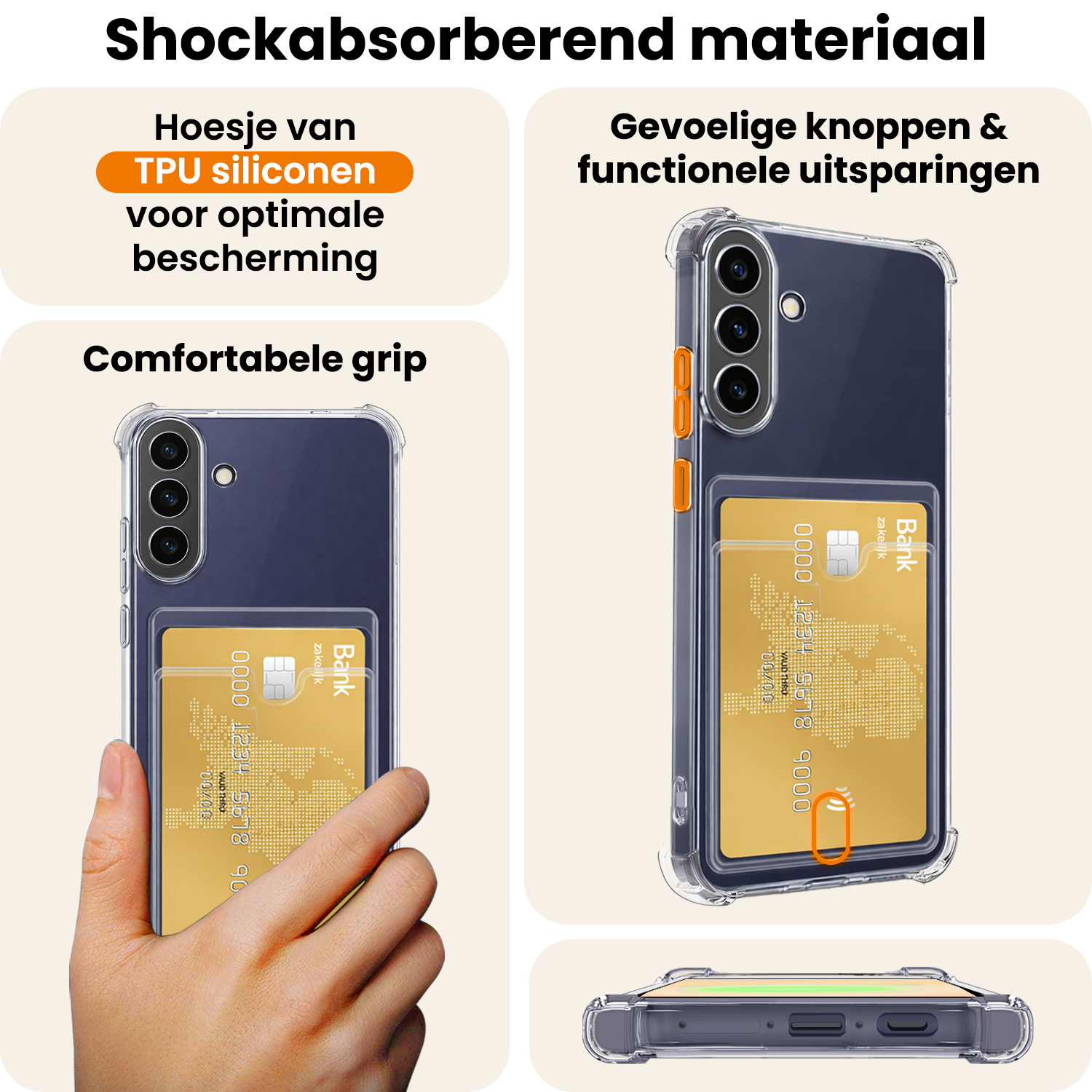 Nomfy Nomfy Samsung Galaxy A37 Hoesje Pashouder Met Screenprotector