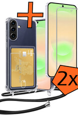 Nomfy Nomfy Samsung Galaxy A37 Hoesje Pashouder met Koord Met 2x Screenprotector