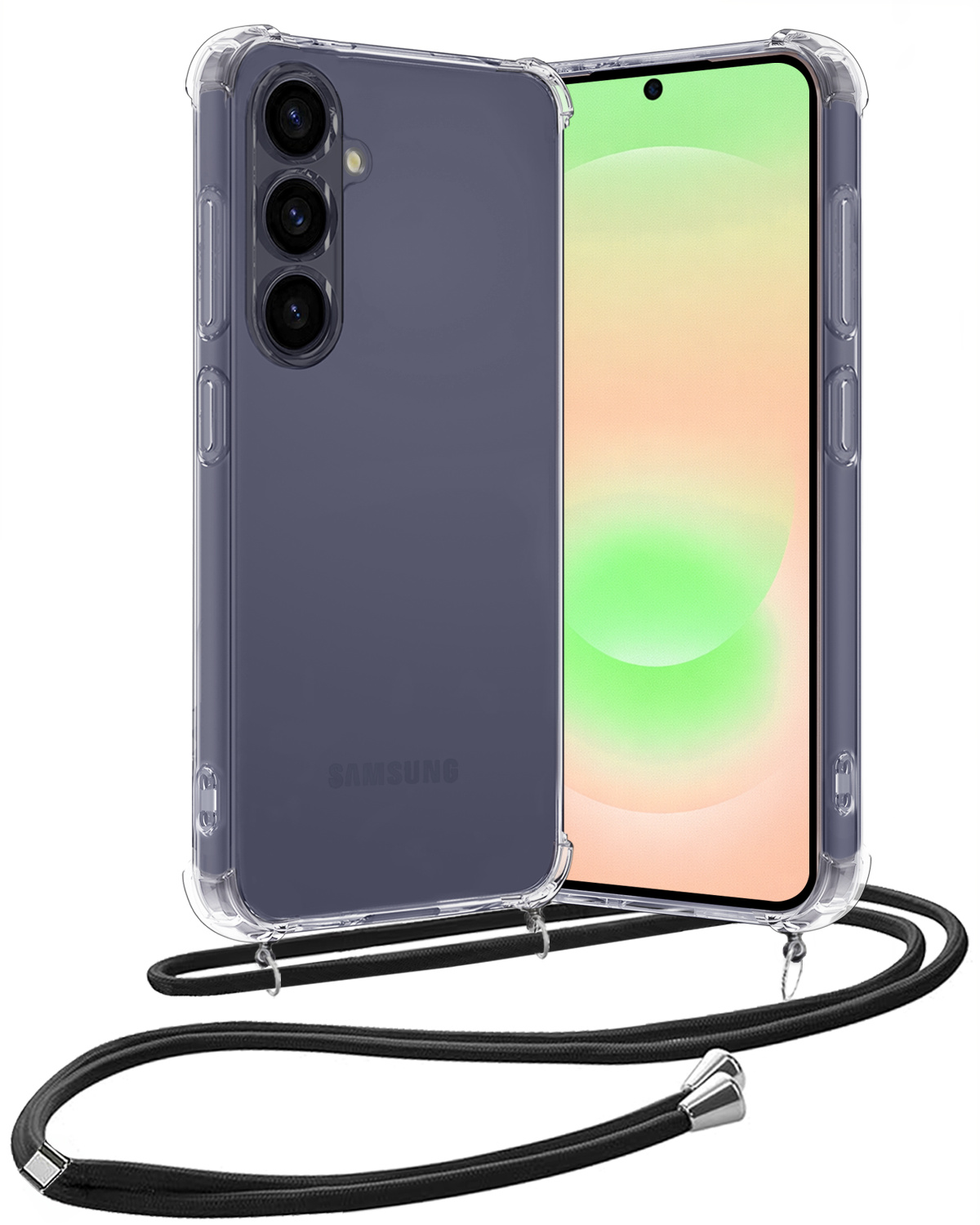 Nomfy Nomfy Samsung Galaxy A37 Hoesje Transparant Shockproof Met Zwart Koord