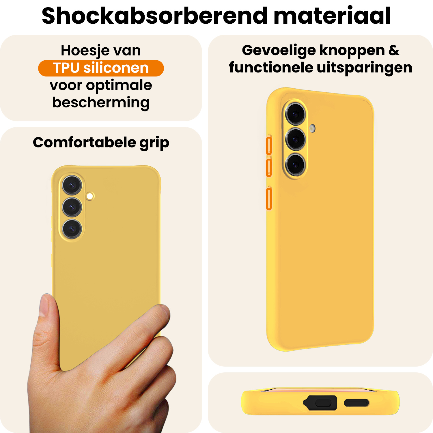 Nomfy Nomfy Samsung Galaxy A37 Hoesje Siliconen - Geel - 2 PACK