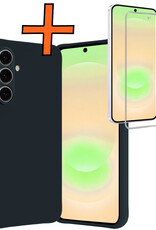 Nomfy Nomfy Samsung Galaxy A37 Hoesje Siliconen Met Screenprotector - Donkerblauw