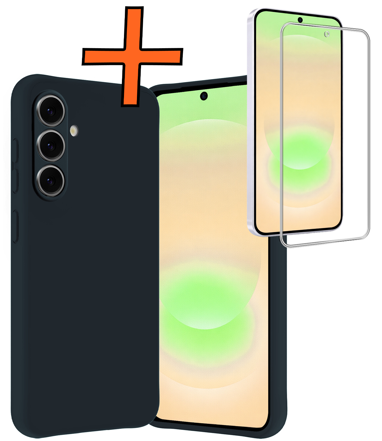 Nomfy Nomfy Samsung Galaxy A37 Hoesje Siliconen Met Screenprotector - Donkerblauw