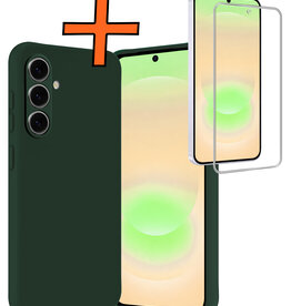 Nomfy Nomfy Samsung Galaxy A37 Hoesje Siliconen Met Screenprotector - Donkergroen