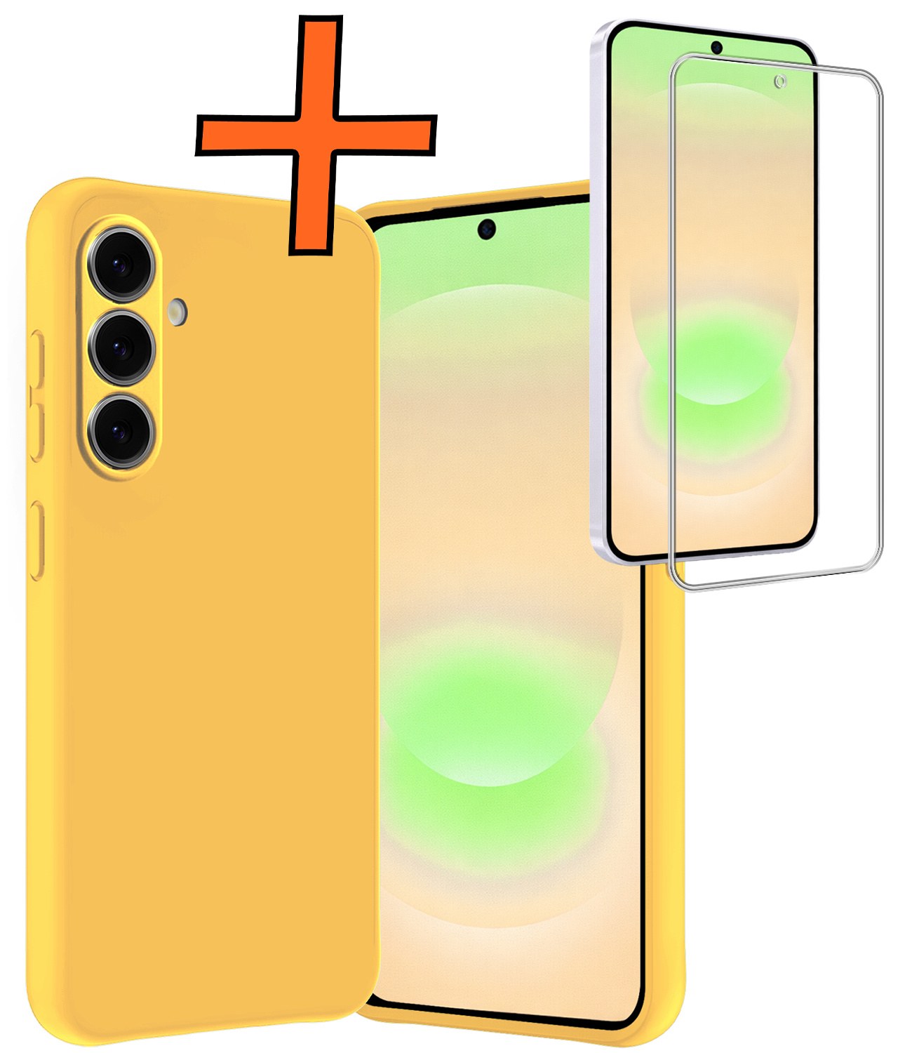 Nomfy Nomfy Samsung Galaxy A37 Hoesje Siliconen Met Screenprotector - Geel