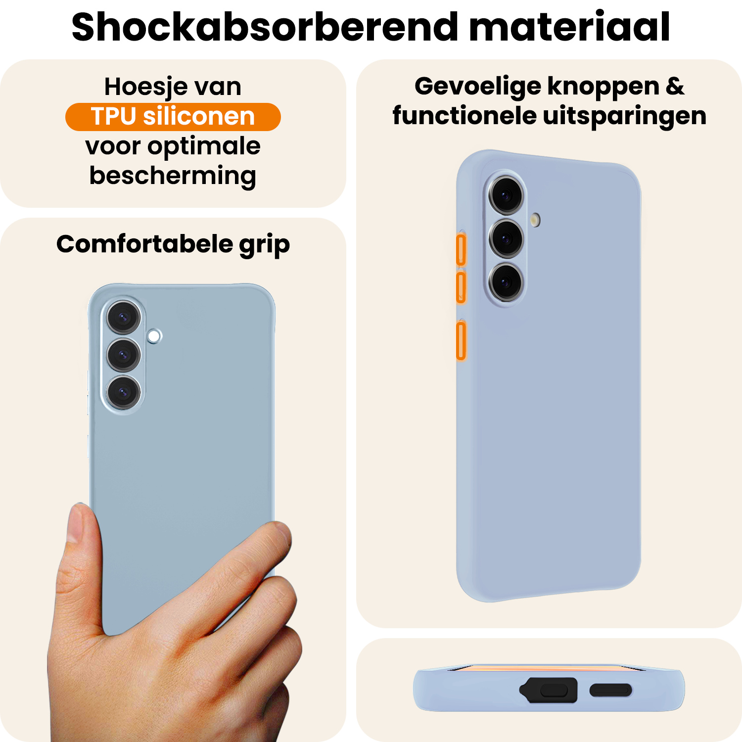 Nomfy Nomfy Samsung Galaxy A37 Hoesje Siliconen Met Screenprotector - Lichtblauw