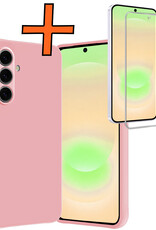 Nomfy Nomfy Samsung Galaxy A37 Hoesje Siliconen Met Screenprotector - Lichtroze