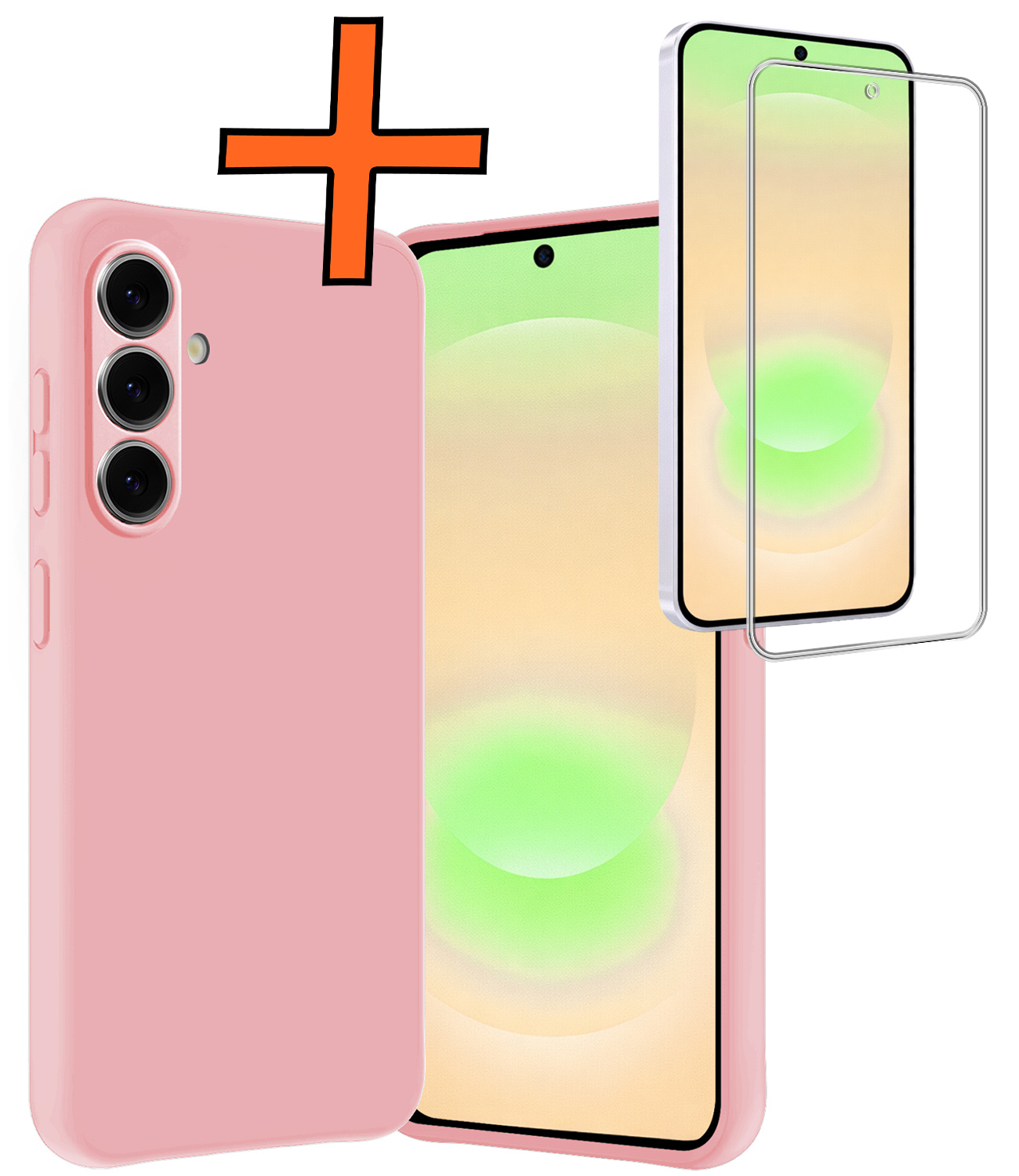 Nomfy Nomfy Samsung Galaxy A37 Hoesje Siliconen Met Screenprotector - Lichtroze