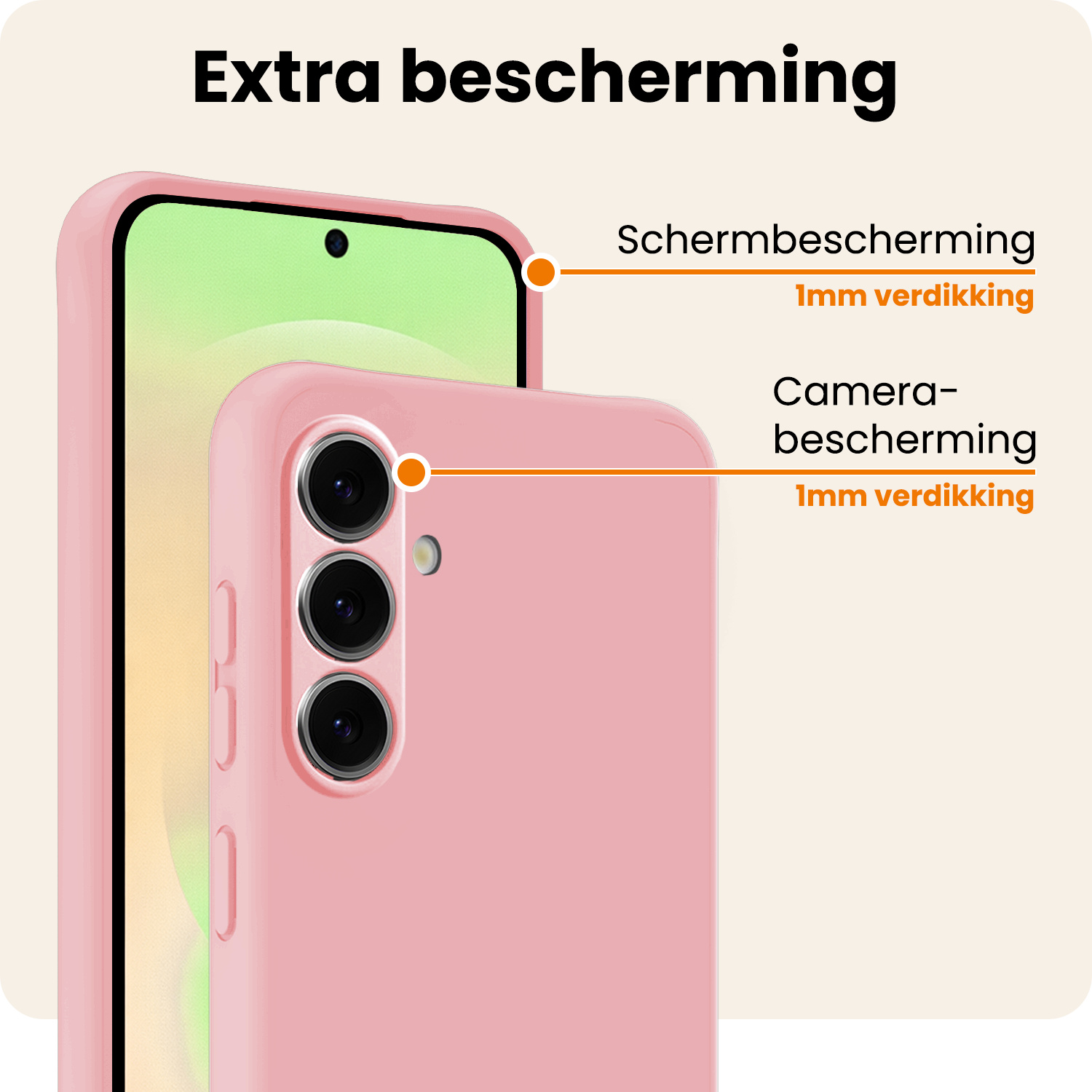 Nomfy Nomfy Samsung Galaxy A37 Hoesje Siliconen Met Screenprotector - Lichtroze