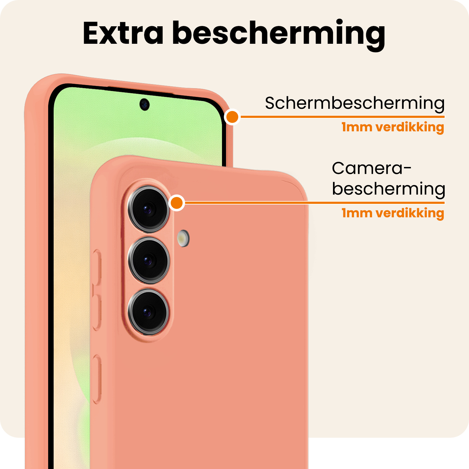 Nomfy Nomfy Samsung Galaxy A37 Hoesje Siliconen Met Screenprotector - Perzik