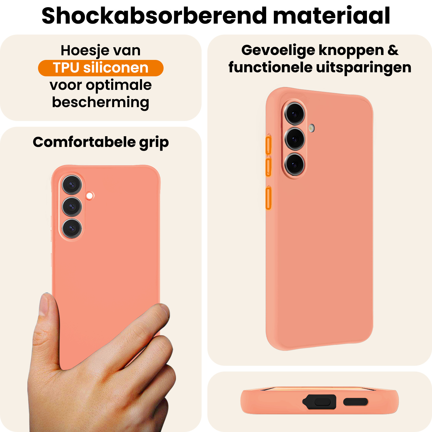 Nomfy Nomfy Samsung Galaxy A37 Hoesje Siliconen Met Screenprotector - Perzik