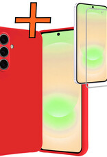 Nomfy Nomfy Samsung Galaxy A37 Hoesje Siliconen Met Screenprotector - Rood