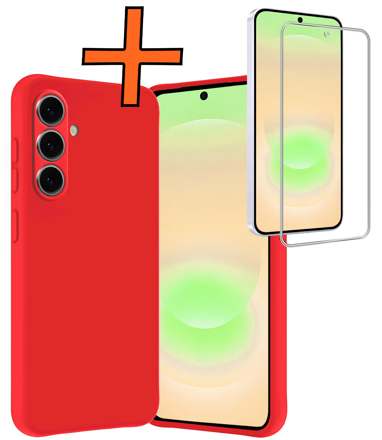 Nomfy Nomfy Samsung Galaxy A37 Hoesje Siliconen Met Screenprotector - Rood