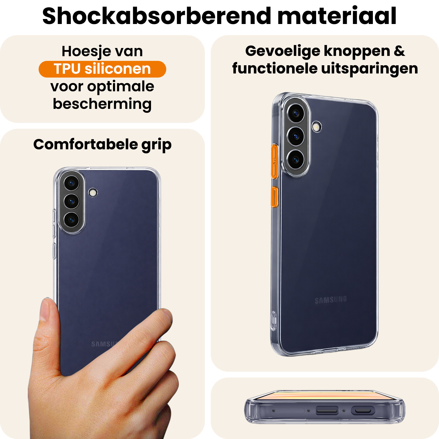 Nomfy Nomfy Samsung Galaxy A37 Hoesje Siliconen Met Screenprotector - Transparant