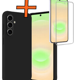 Nomfy Nomfy Samsung Galaxy A37 Hoesje Siliconen Met Screenprotector - Zwart