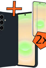 Nomfy Nomfy Samsung Galaxy A37 Hoesje Siliconen Met 2x Screenprotector - Donkerblauw