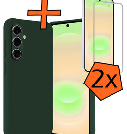 Nomfy Nomfy Samsung Galaxy A37 Hoesje Siliconen Met 2x Screenprotector - Donkergroen