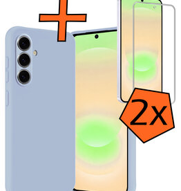 Nomfy Nomfy Samsung Galaxy A37 Hoesje Siliconen Met 2x Screenprotector - Lichtblauw